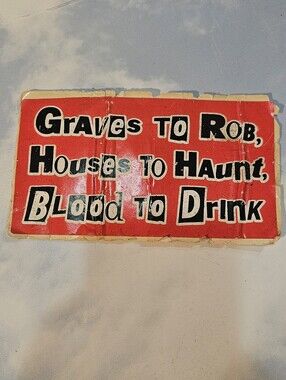 Vintage 80s Red Halloween Sticker - 'Graves to Rob, Houses to Haunt'